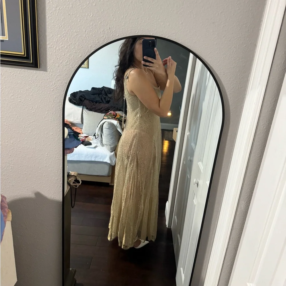 Valentino Silk Gold Lace Maxi Dress - Picture 3 of 10